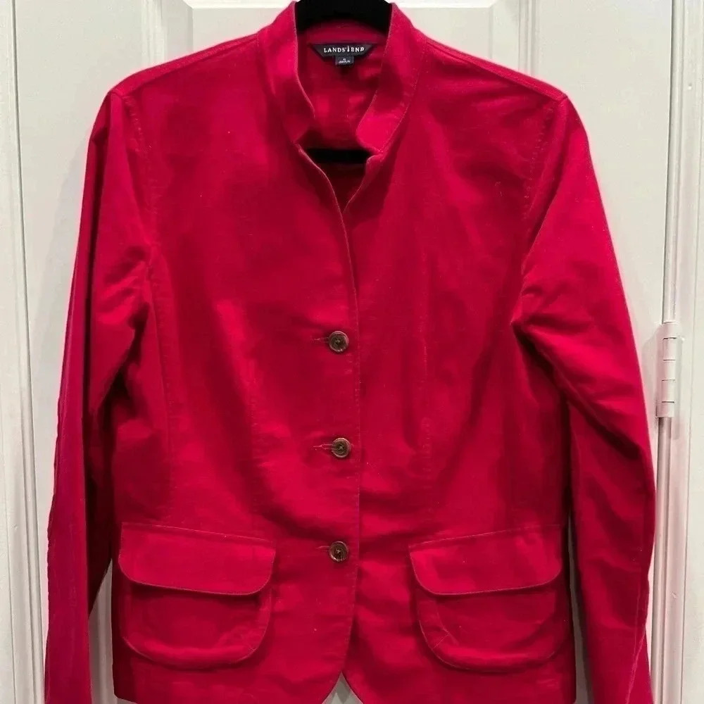 Lands End Fleece Blazer Raspberry Size 10